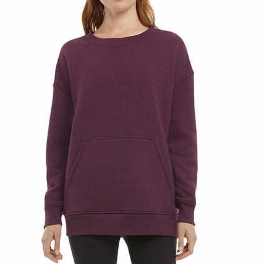 Danskin Ladies' Oversized Crewneck with Pocket Purple New